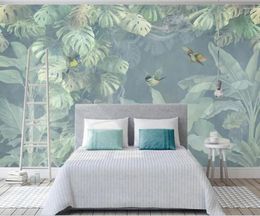 Wallpapers Custom 3D Mural Wallpaper Nordic Vintage Hand-painted Tropical Plants TV Background Wall Decorative Painting