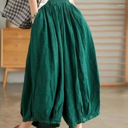 Women's Pants Cotton Linen Lantern Women Summer Elastic Waist Loose Casual Korean Style Harajuku Vintage Trousers Clothing Z489