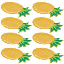 Disposable Dinnerware 8 Pcs Pineapple Paper Pallet Tray Party Kids Cutlery Fruit Plate Birthday Banquet Cupcake Trays