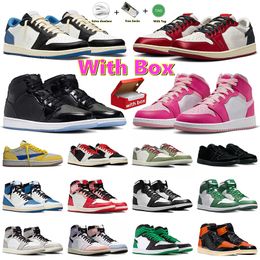 nike air jordan retro 1 1s off white Travis Scott 1 1s Baixa JUMPMAN UNC Top Quality Preto Toe Real Paris tênis de basquete Tribunal roxa para Homens Mulheres Designer Sport Shoes