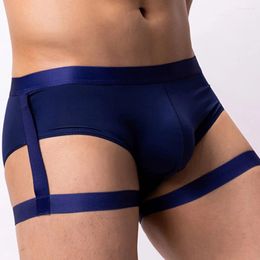 Underpants Jockstrap Mens Sexy G-string Garter Belt Solid Panties Ice Silk Translucent Underwear Pouch Low Waist Thin Breathable Brief