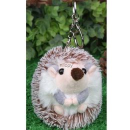 Keychains Lanyards Cute Plush Pompon Hedgehog Animal Keychain Bag 10cm Lovely Mobile Phone Pendant Keyring Gift