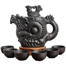 Teaware Sets 1 Pot 6 Cups Large Capacity Yixing Zhu Ni Flower Tea Kettle Purple Sand Teapot Chinese Set Handmade Ceramic