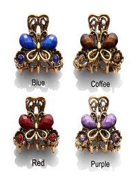 Vintage Metal Butterfly Small Mini Hair barrettes Clip Claw Clamp Retro Crystal Rhinestone Hairpin Jewellery Accessories Head2554305