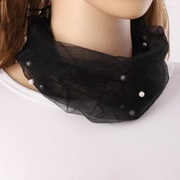 Scarves 1/2pcs Elegant Transparent Women Ladies Scarf Collar Candy Colored Fake Pearl Mesh Necklace Pullover For Spring