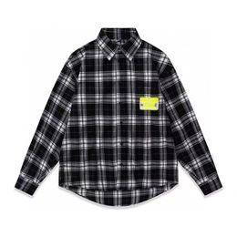 Men's Casual Shirts Loose Plaid Long Sleeved Shirt With Trendy Brand for Men and Women