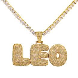 Hip Hop Bling Brass Cz Diamonds Iced Out Custom Bubble Initial Letters Name Design Pendants