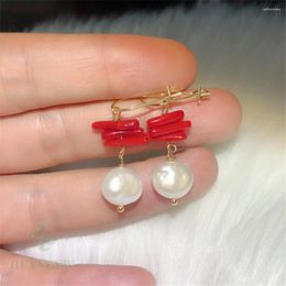 Dangle Earrings White Baroque Pearl Earring 18k Gold Ear Drop Hook Hoop Clip-on Cuff Men Art Minimalist Custom Platinum Silver Wedding