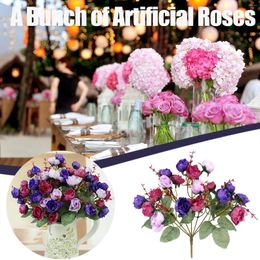 Decorative Flowers Pumpkin Bouquet Silk 7 Consisting Artificial Branches Rose Roses 21 Baskets With