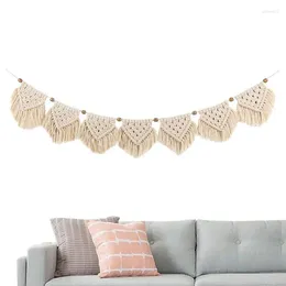 Decorative Figurines Macrame Garland Banner With Wood Beads Boho Tapestry Wall Decor Hanging Door Curtain Tassel