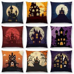 Pillow Happy Halloween Scary Night Haunted House Vampire Castle Moon Bat Pumpkin Dark Tree Cover Sofa Throw Nice Case