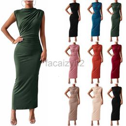 Casual Dresses Sexy Maxi Dress Women Basic Casual Dresses Sexy Maxi Dress Women 2024 Sleeveless Back Split Pleated Tight Dress size plus Women's clothing