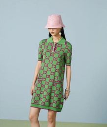 Green color Summer italy style Casual Dresses designer G Autumn Women's knit Product Temperament Slim Letter Jacquard dresss skirt