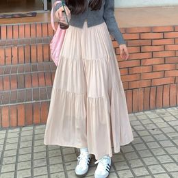 Skirts Rimocy Summer Chic Pink Long For Women 2024 All Match A Line Cake Skirt Woman Korean Fashion White Midi Ladies