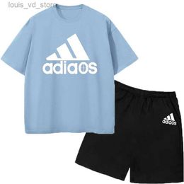 Clothing Sets Summer New Fashion Trend T Shirt Set Boy Summer Cotton Comfortable Causal Sets Childrens Clothing Top+Shorts Pants T240415