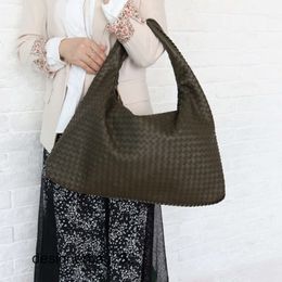 Ha Leather Bag Hop Bottegs Teen Hobo Jodie Bags Soft Designer Venetas 2024 Super Large Woven Pure Western Handmade Cowhide Casual Underarm 1297