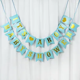 Party Decoration Blue Pink It Is A Boy Girl Baby Shower Banners Paper Hanging Bunting Garland Gender Reveal Backgrounds Supplies