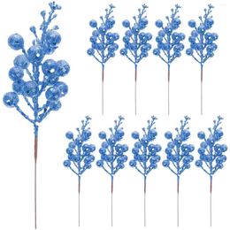 Decorative Flowers 10 Pcs Christmas Imitation Berries Fall Garland Tree Decor Artificial Berry Flower Stem Foam Fake Wreath Decorations