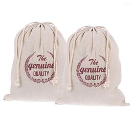 Plates 2 Pcs Linen Bread Bag Sourdough Loaf Baking Bags Drawstring Toaster Pouches Natural Storage