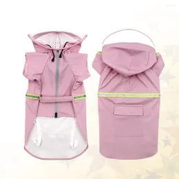 Dog Apparel Zipper Puppy Rain Coat Reflective Stripe Pet Rainwear Hooded Waterproof Clothes For (Pink Size 2XL)