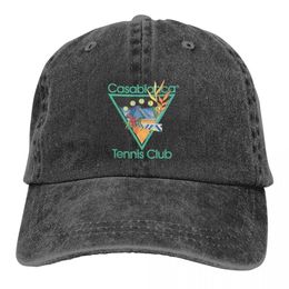 Vintage Casablanca Tennis Club Baseball Caps for Men Women Distressed Denim Washed Hat Outdoor Summer 240410