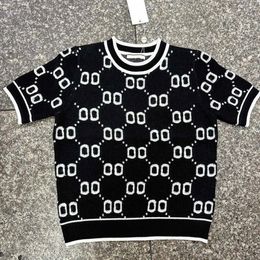 Lyxdesigner kläder kvinnor brev applikation broderi t shirt kvinnor kvinnor t skjortor vår och sommar ny kollision jacquard rund nack pullover toppar render