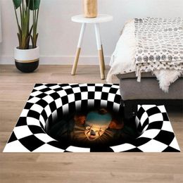 Carpets 3D Vision Doormat Printed Carpet Halloween Pattern Black And White Trap Anti-slip Christmas Party Decoration Rug
