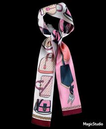22ss 8style Brand Desinger Letters Print Bowknot Bags Scarves Accessories Silk Handle Wraps Muffler Wallet Purse Handbag Women Bag1591040