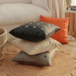 Pillow PU Leather Throw Cover 18 X Inch Decorative Covers Triple Vintage Farmhouse Pillowcase For Couch Sofa Bed