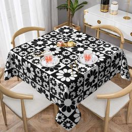 Table Cloth Daisy Floral Tablecloth Black And White Graphic Cover For Home Picnic Events Party Kawaii Outdoor Tablecloths