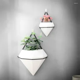 Vases Hydroponic Flower Pot Vase Ceramic Ins Creative Green Laurel Wall Hanging Succulent White Potted Plant Home Room Decoration