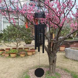 Decorative Figurines Outdoor Aluminum Pipe Wind Chimes Metal Black Creative Music Chime For Interior Decoration Of Home Yard And Garden