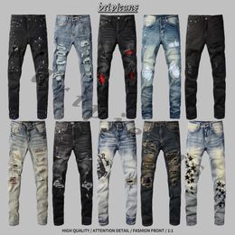 Amr-jeans di alta qualità jeans designer jeans jeans jeans pantalone lussuoso jeans strappato jeans slim fit motociclette pantaloni magri jeans cuci