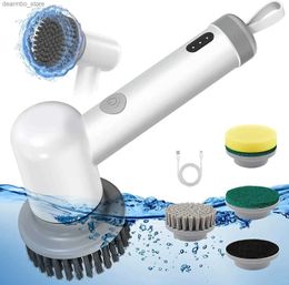 Cleaning Brushes Handheld Electric Cleanin Brush With 4 Replaceable Heads Wireless Electric Cleanin Spin Scrubber for Kitchen Bathroom L49