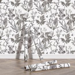 Wallpapers Retro Grey Butterfly Wallpaper Home Decor Chic Peel And Stick Furniture Cabinet Contact Paper Self Adhesive Wall Stickers