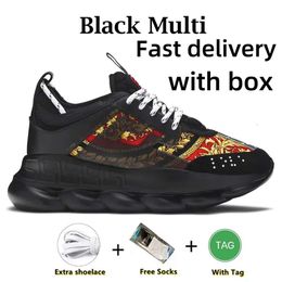 Top Designer Chain Reaction Men Women Shoes Rubber Suede Triple Black White Bluette Gold Red Brown Orange Blue Mens Casual Thick Bottom Trainers Platform 585