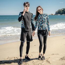 Women's Swimwear Men Women Large Size Swimsuit Long Sleeved Pants Front Zipper Surfing 5-Piece Set Wholesale And Retail