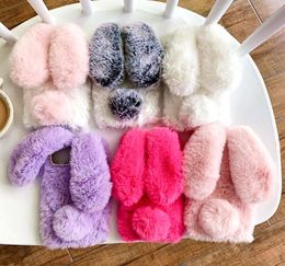 Warm Phone Cases For iPhone 11 12 Pro MAX XS XR X 8 Plus Rabbit Ears Fur y Women Cover Shell Fit Samsung Note 103855328