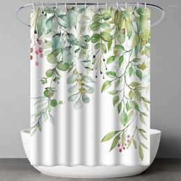 Shower Curtains Drape Wrinkle-resistant Easy Installation Quick Drying Bathtub Greenery Pattern Bathroom Supply