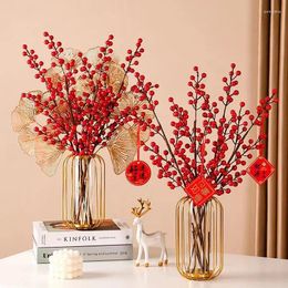 Decorative Flowers Chinese Style Lantern Vase Luxury Gold Stand Interior Decoration For Home Desk Hydroponic Vases De Princessas Year