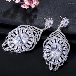 Dangle Earrings ThreeGraces Design Luxury Cubic Zirconia Big Drop Wedding For Women Party Accessories Jewellery Gift ER274