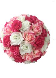 Decorative Flowers 30cm Diameter Rose Flower Ball Home Office Supermarket Decoration Wedding Background Artificial