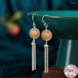 Dangle Earrings Pure S925 Silver Fashion White Jade Marrow Tassel Simple Temperament Women's Jewellery