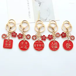 Keychains Beautiful Meaning Metal Text Keychain Creativity Chinese Style Men Women Blessing Language Cute Key Chain Pendant Wholesale
