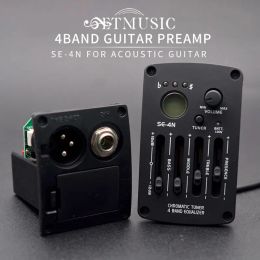 Guitar Acoustic Guitar Preamp Se4n 4 Bands Eq Equalizer Pickup Guitarra Preamp Piezo Pickup with Lcd Tuner Guitar Parts & Accessories