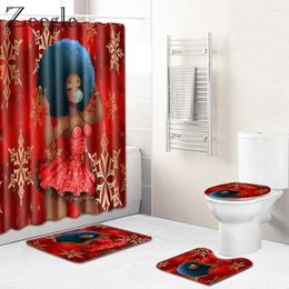 Bath Mats Zeegle Bathroom Curtain Anti-slip Shower Mat Toilet Pedestal Rug Foot Flannel Soft Cover Seat Set