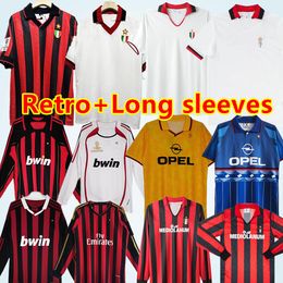 Retro soccer jerseys 95 96 02 03 04 05 06 07 09 10 11 12 13 14 AC KAKA MILAN IBRAHIMOVIC WEAH Maldini football shirts 2006 2007 2008 2010 PIRLO BAGGIO jerseys long sleeves