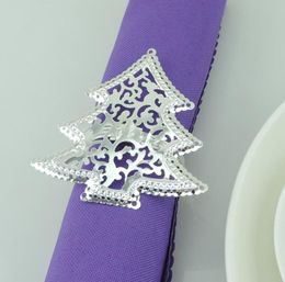 Whole 20pcs Christmas Tree Plated Napkin Ring Serviette Buckle Holder el Wedding Party Favour Decoration1406709