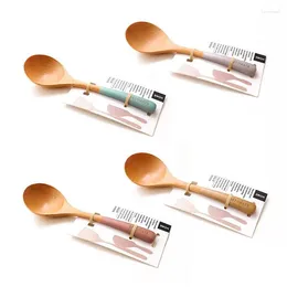 Spoons Home Pearlescent Handle Wooden Spoon Creative Bent Small Beech Wood Rice Household