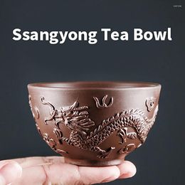 Cups Saucers Creative Double Dragon Tea Bowl Hand-Embossed Home And Phoenix Set Large Cup Ceramic Master Water